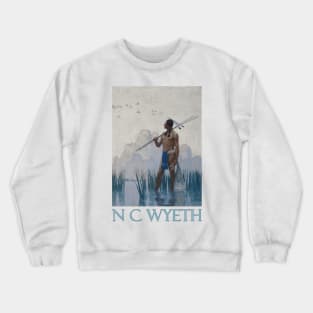 Indian Brave Fishing by N C Wyeth Crewneck Sweatshirt